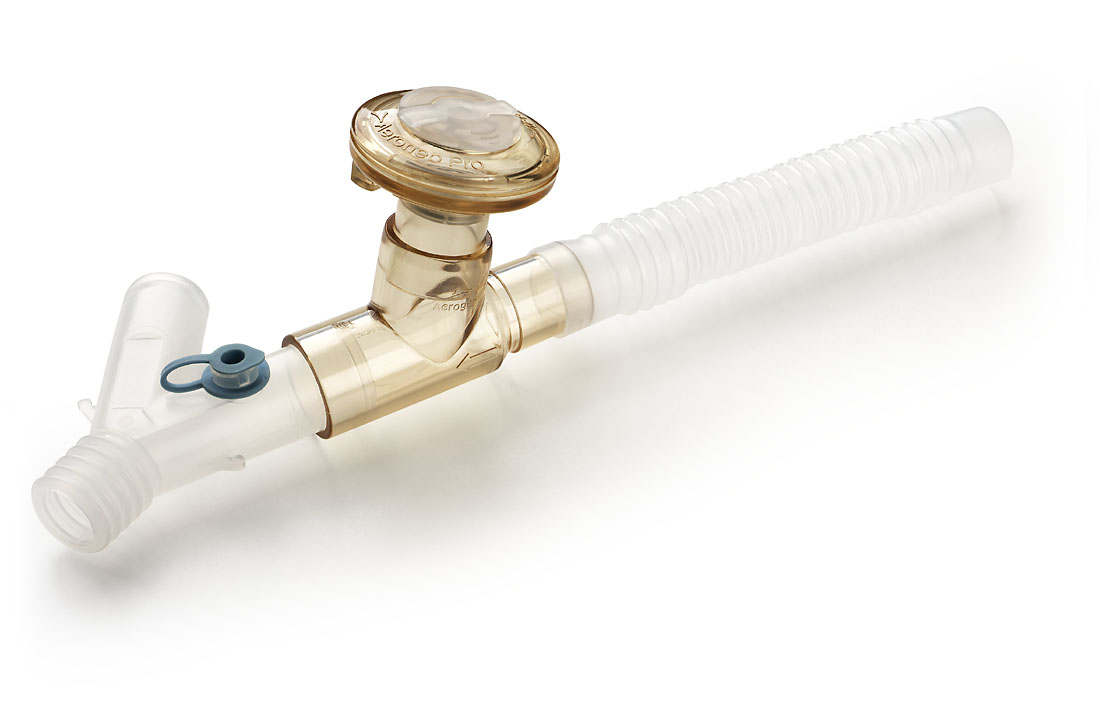 Aerogen Pro Vernebler im Schlauchsystem integriert Aeroneb Pro Vernebler mit T-Stücl im Schlauchsystem integriert.